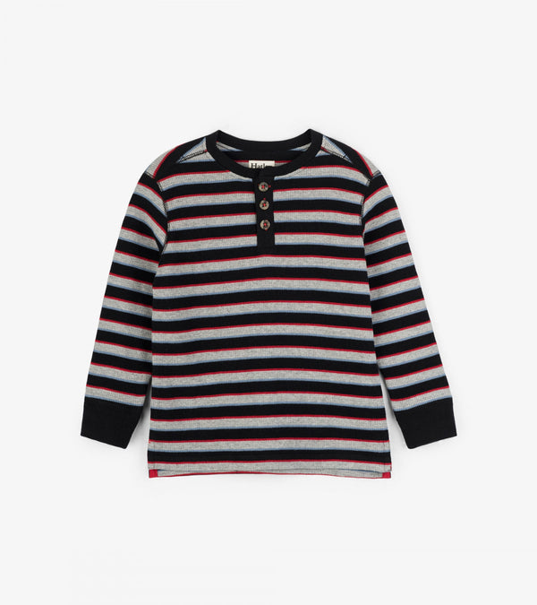 Hatley Top - Black Striped Henley