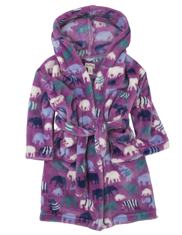 Hatley Fuzzy Fleece Robe - Patterned Elephants