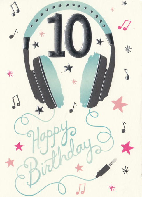 Birthday Card - Happy Birthday 10 Headphones
