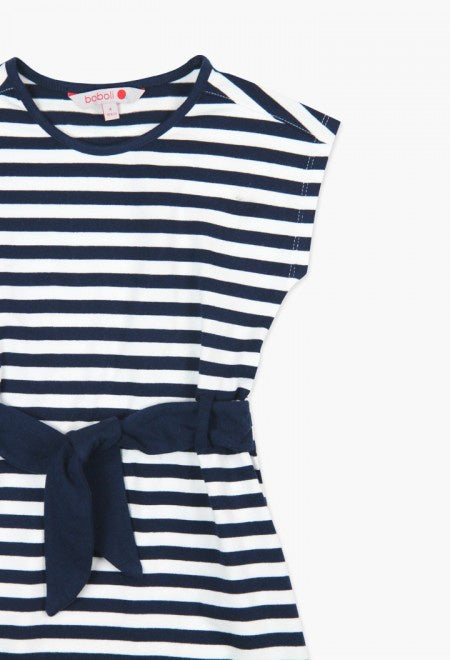 Boboli Dress - Navy & White