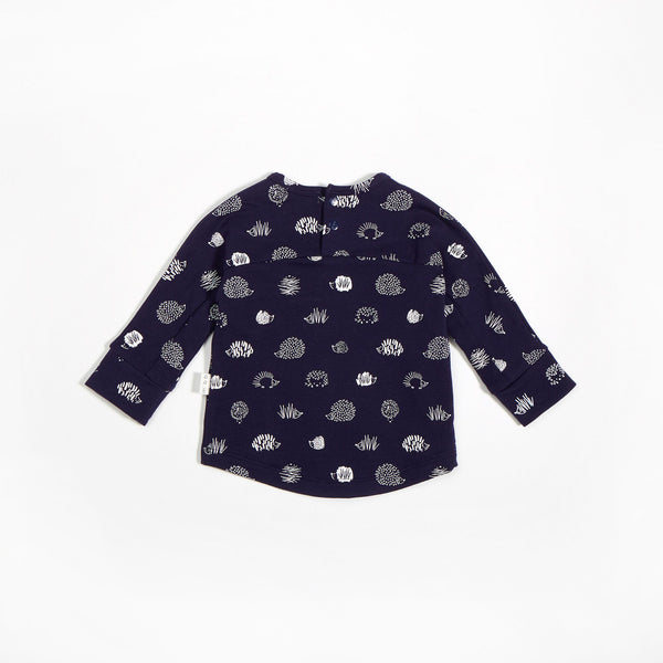 Petit Lem Top - Navy Hedgehogs