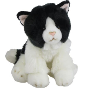 Soft Cat Black White Sitting 20cm