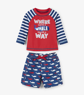 Hatley Rash Top & Shorts - Whale Pod