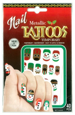 Xmas Metallic Nail Tatoos