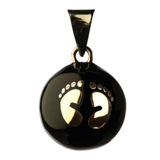 Bola Pendant - Gold Footprints on Black - Eloquence Boutique