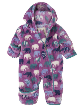 Infant Fuzzy Fleece Bundler - Patterned Elephants