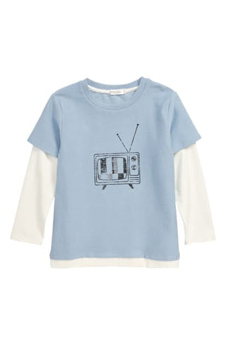 Miles Baby Top -  Light Blue Telly