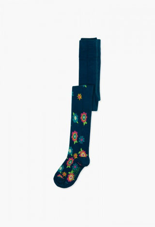 Boboli Tights - Flowers on Navy - Eloquence Boutique