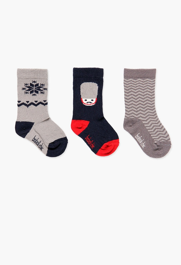 Boboli 3pk Socks - Winter Greys - Eloquence Boutique