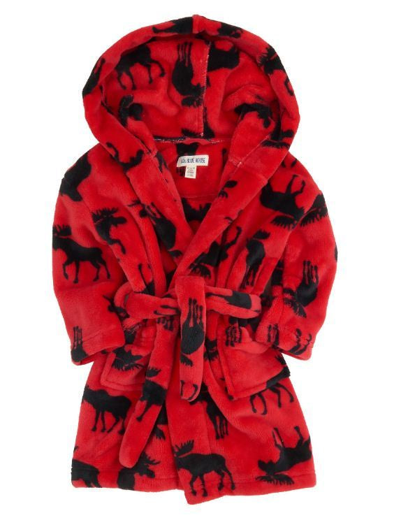 Hatley Dressing Gown - Moose on Red