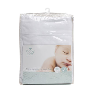 Baby First Flannelette Cot Sheet Set - White