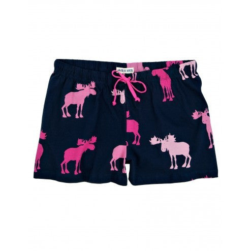 Hatley Womens Boxers - Pink & Navy Moose - Eloquence Boutique