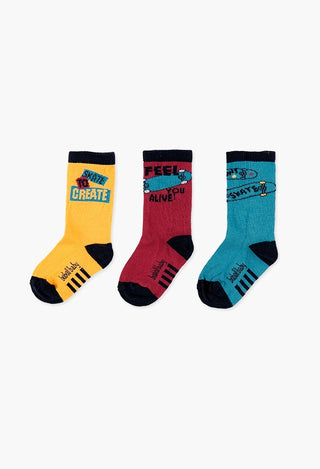 Boboli 3pk Socks - Skaterboy - Eloquence Boutique