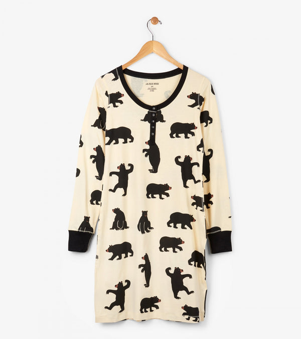 Hatley Night Dress - Black Bears - Eloquence Boutique