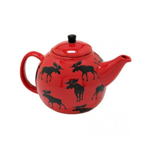 Hatley Tea Pot - Moose on Red - Eloquence Boutique