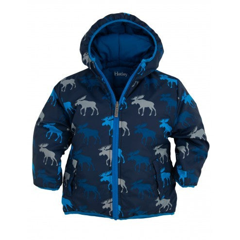 Hatley - Graphic Moose Reversible Puffer - Eloquence Boutique