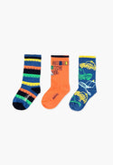 Boboli 3pk Socks - Orange/Blue Combo - Eloquence Boutique