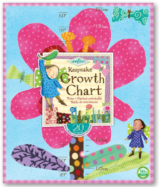 eeBoo Keepsake Growth Chart - Hot Pink Flower