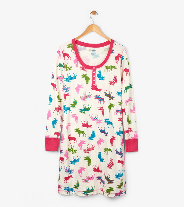 Hatley Night Dress - Patterned Moose - Eloquence Boutique