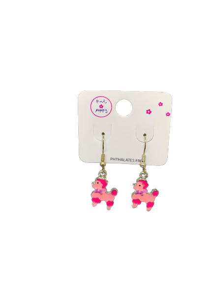 Pink Poppy Cute Animal Earrings