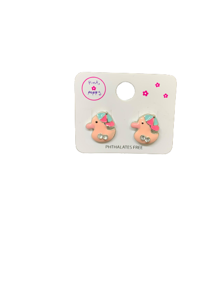Pink Poppy Cute Animal Earrings