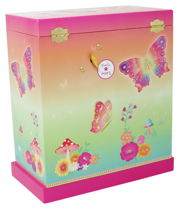 Pink Poppy Jewellry Box  - Rainbow Butterfly