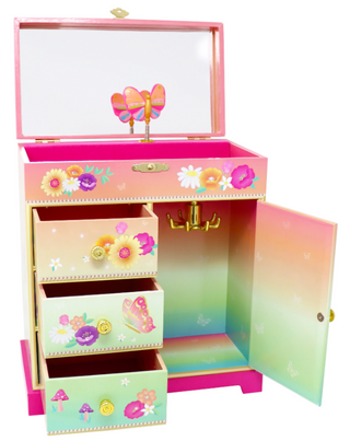 Pink Poppy Jewellry Box  - Rainbow Butterfly