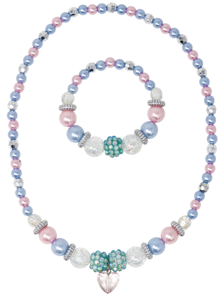 Pink Poppy Necklace & Bracelet - Blue Ice