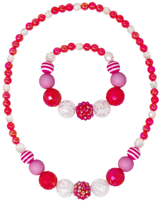 Pink Poppy Necklace & Bracelet - Raspberry Delight