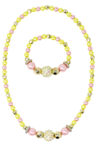 Pink Poppy Necklace & Bracelet -  Lemon Delight
