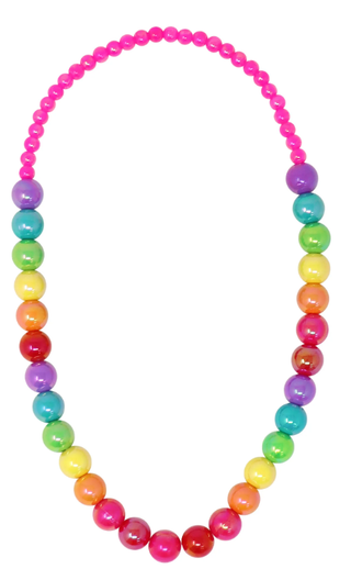 Pink Poppy Necklace - Rainbow Beads
